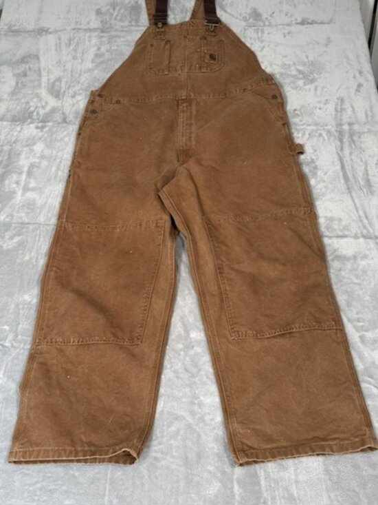 Carhartt Other - Carhartt R06 BRN Duck Bib Overalls Mens 44x30 Brown Double Knee Workwear